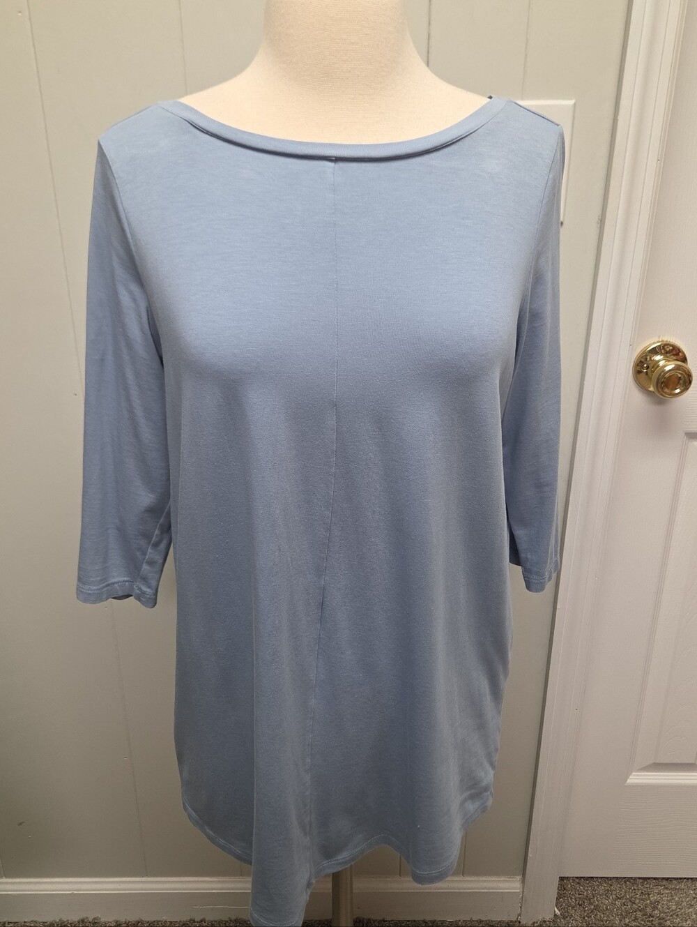 J Jill Wearever Collection Slate Blue 3/4 Sleeve Top Size S Boat Neck